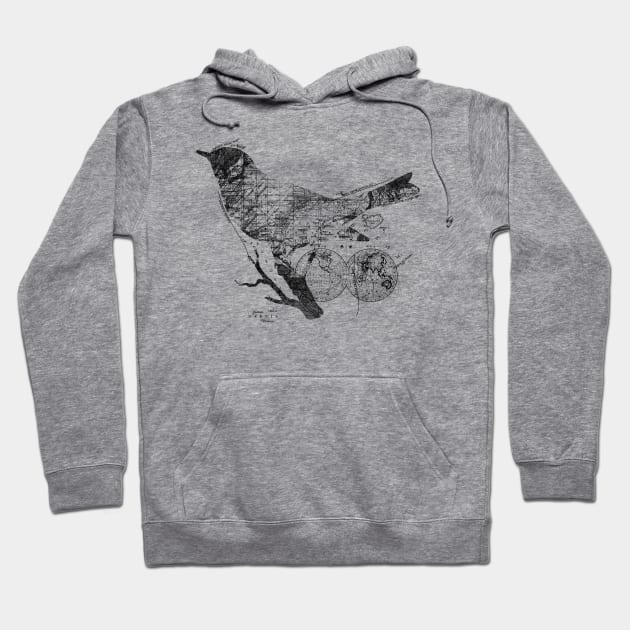 Bird Wanderlust Black and White Hoodie by Tobe_Fonseca